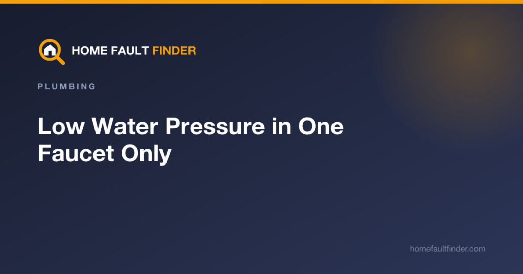 Low Water Pressure in One Faucet Only: What to Check